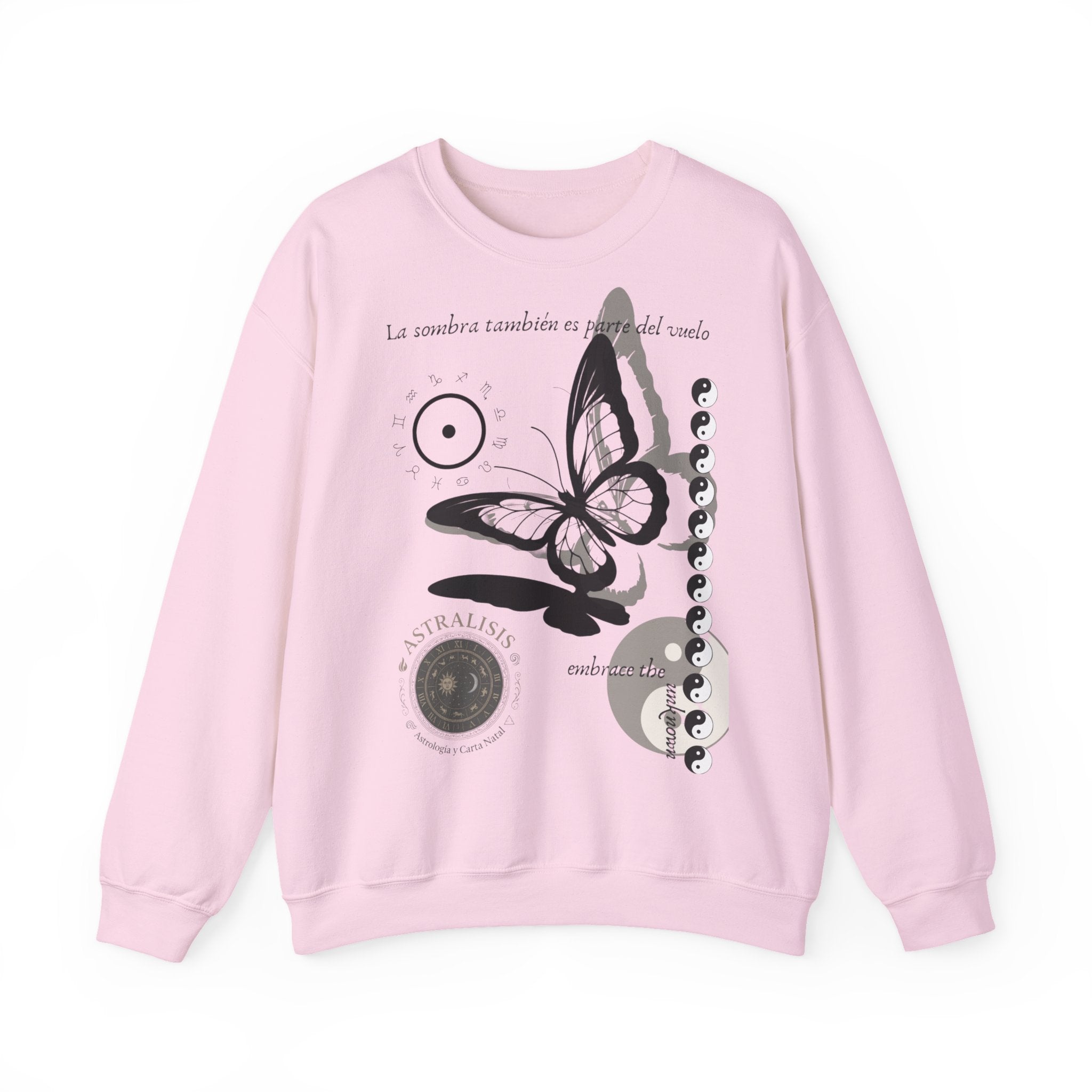Sudadera de cuello redondo Butterfly Moon — 'La sombra también es parte del mundo'