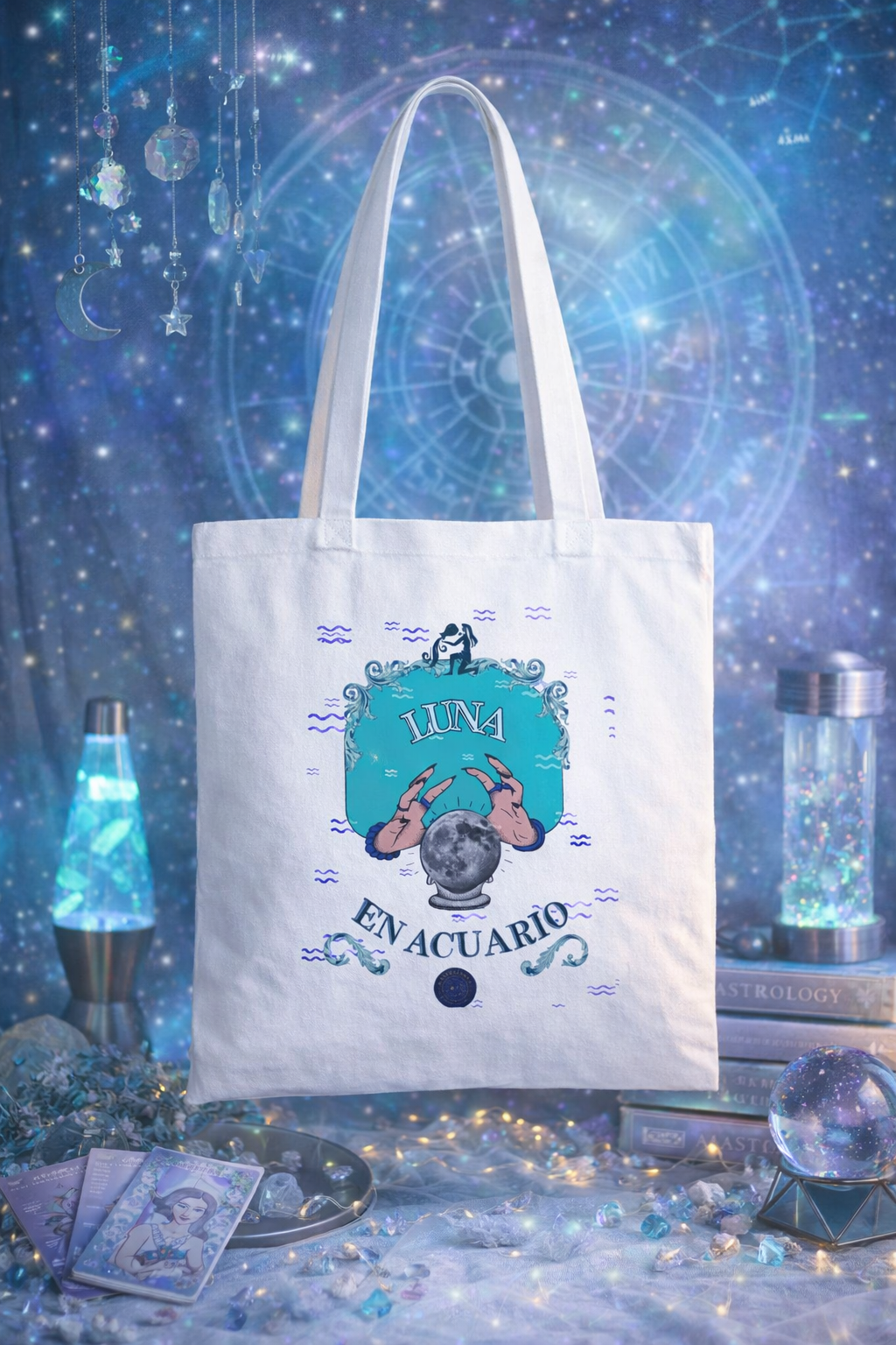 Tote Bag Luna en Acuario | Bolso Astrológico con Diseño Místico ♒