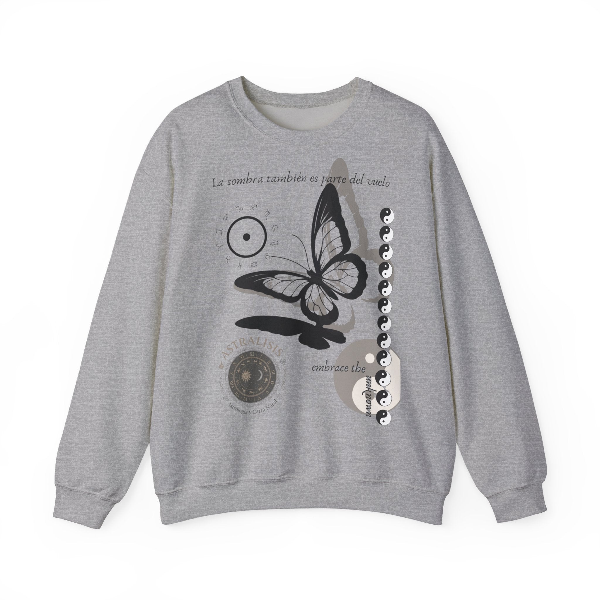 Sudadera de cuello redondo Butterfly Moon — 'La sombra también es parte del mundo'